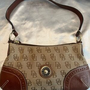 Dooney & Bourke Monogrammed Brown and Cream Shoulder Bag
